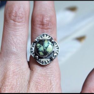 Boulder turquoise sterling silver ring